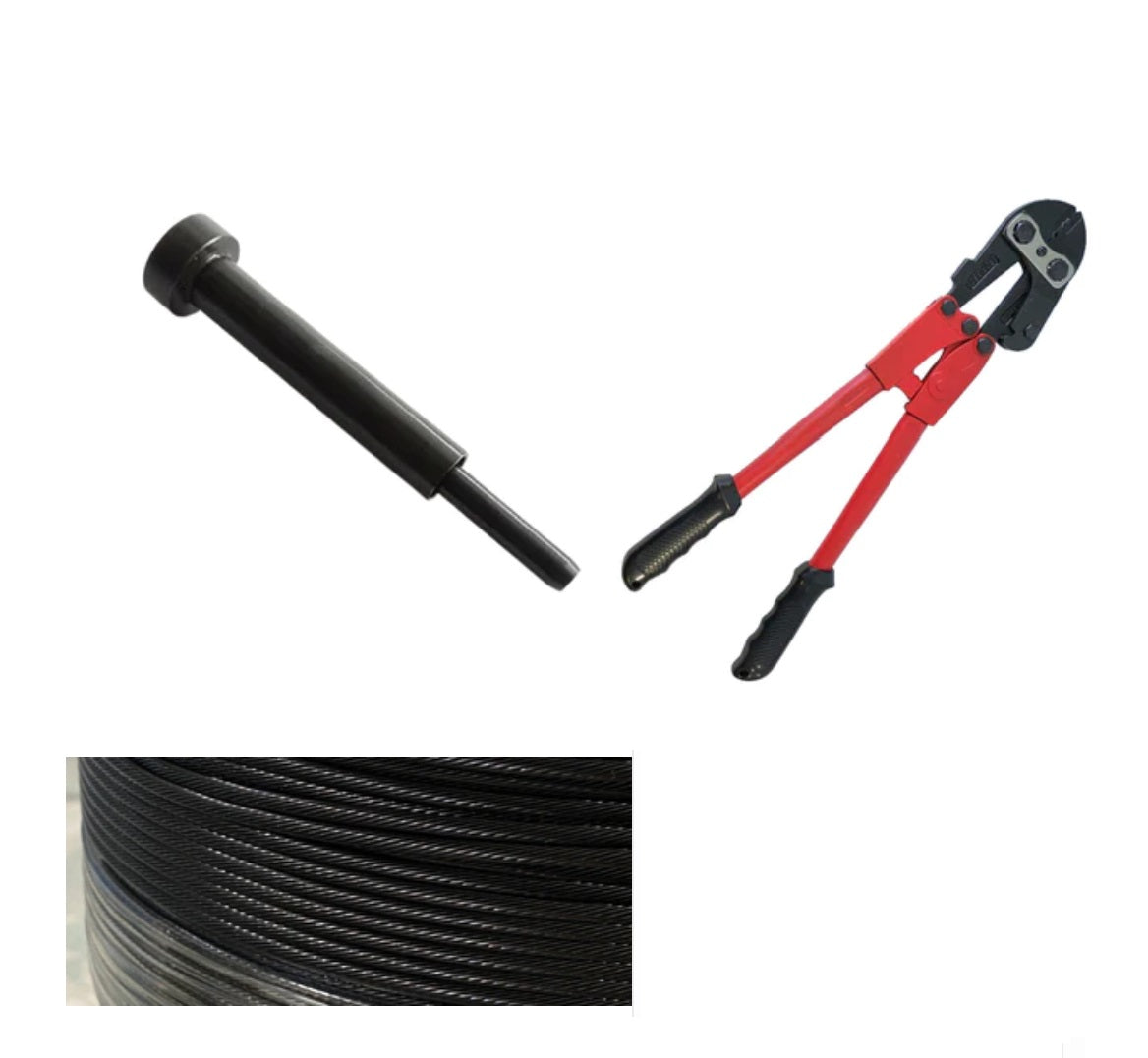 Size 3/16" Black Oxide T316 Stainless Steel Cable 1200 FT, 90 pcs Invisible receiver stud and Swage tool